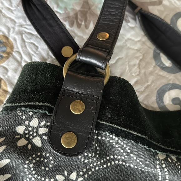 Lucky Brand Boho Bag Cotton With Suede Trim - Picture 10 of 16